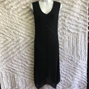 Sleeveless Black Rayon Crocheted Kroshetta by Papillon Midi Dress Size Large